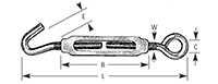 Extruded Aluminum Turnbuckles with Zinc Chromate Steel Hook and Eye