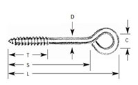 Stainless Steel Lag Thread Eye Bolts