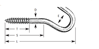 Stainless Steel Screw Hooks with Lag Thread