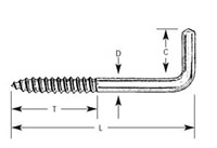 Square Bend Screw Hooks