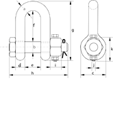 G-4133 Green Pin Dee Shackles Technical Drawing