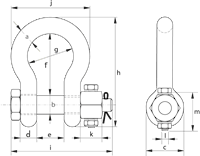 G-5243 Green Pin Bow Shackles Technical Drawing