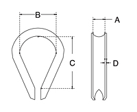 Dimensional Drawing for Regular Duty Thimble