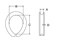 Dimensional Drawing for Extra Heavy Duty Thimble