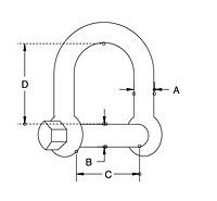 Dimensional Drawing for Screw Pin D Shackle (360S-B-06)