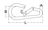 Dimensional Drawing for Pear Shape Snap Hook