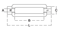 Dimensional Drawing for Drop Forged Turnbuckle Body