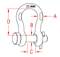 316-NM Stainless Steel US Anchor Shackles with Oversized Round Pin - 2