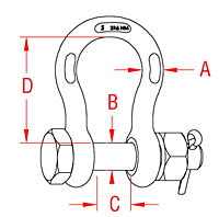 316-NM Stainless Steel Anchor Shackles with Oversized Bolt - 2