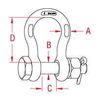 316-NM Stainless Steel US Anchor Shackles with Oversized Bolt - 2