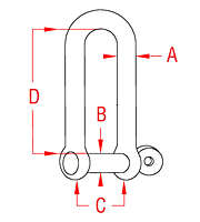 316 Stainless Steel Long D Shackles with Captive Pin - 2