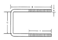 Zinc Plated Square Bend U-Bolt with 2 Nuts and 2 Washers - 2