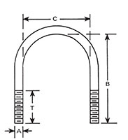 Aluminum and Black Oxide Round Bend U-Bolt with 2 Nuts - 2