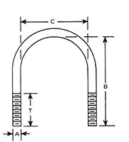 Type 304 Stainless Steel Round Bend Long Tangent U-Bolts - 2