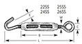 4 Inch (in) Overall Closed (L) Aluminum Turnbuckle with Stainless Steel Eye/Eye and Hooks/Eye (22SS)