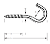 4 Inch (in) Overall Length (L) and 1-3/4 Inch (in) Thread Length (T) Clothesline Hook (240-5/16)