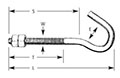 4-1/4 Inch (in) Overall Length (L) and 2-3/4 Inch (in) Thread Length (T) Clothesline Hook (442)