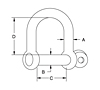 Dimensional Drawing for Screw Pin D Shackle