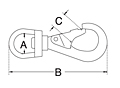 Dimensional Drawing for Swivel Eye Snap Hook