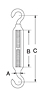 Dimensional Drawing for Hook & Hook Turnbuckle