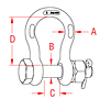 316-NM Stainless Steel Anchor Shackles with Oversized Bolt - 2